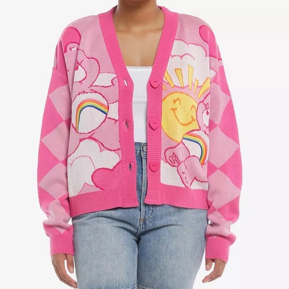 Care Bears‎ Pink Knit Cardigan Hot Topic - Picture 1 of 4